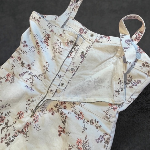 No Boundaries Overall Dress Floral White Denim 2XX/19 - Picture 14 of 16